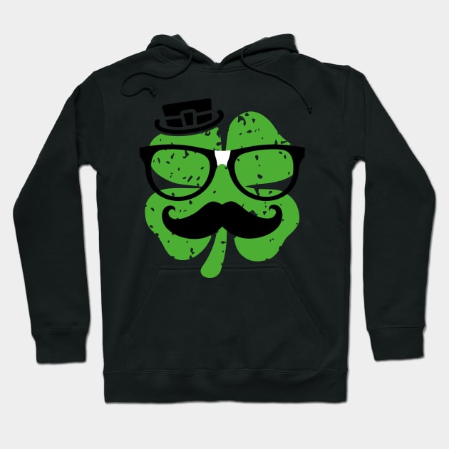 Funny St Patricks Day Nerdy Geek Shamrock Mustache Hoodie by trendingoriginals